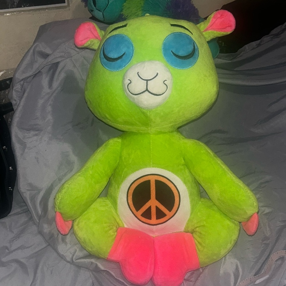 Rare Yogimals Neon Green Peace Bear Plush